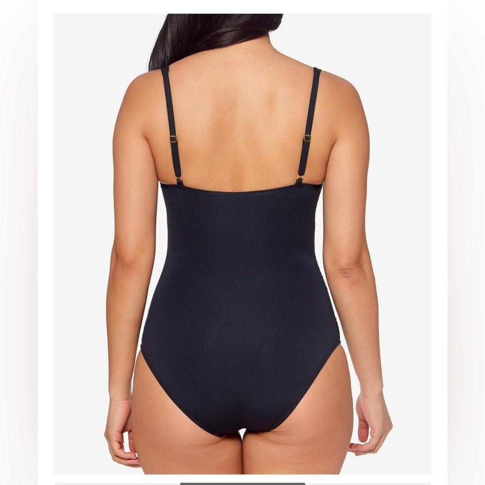 Bleu Rod Beattie Black Ruched One-Piece Sweetheart Style Swimsuit size 8 - Picture 2 of 7